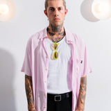 STAPLE BUTTON UP PINK