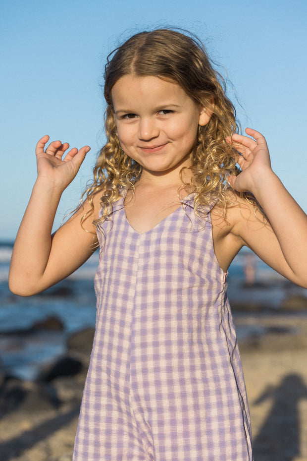 SANDY CHECK MINI PLAYSUIT LILAC