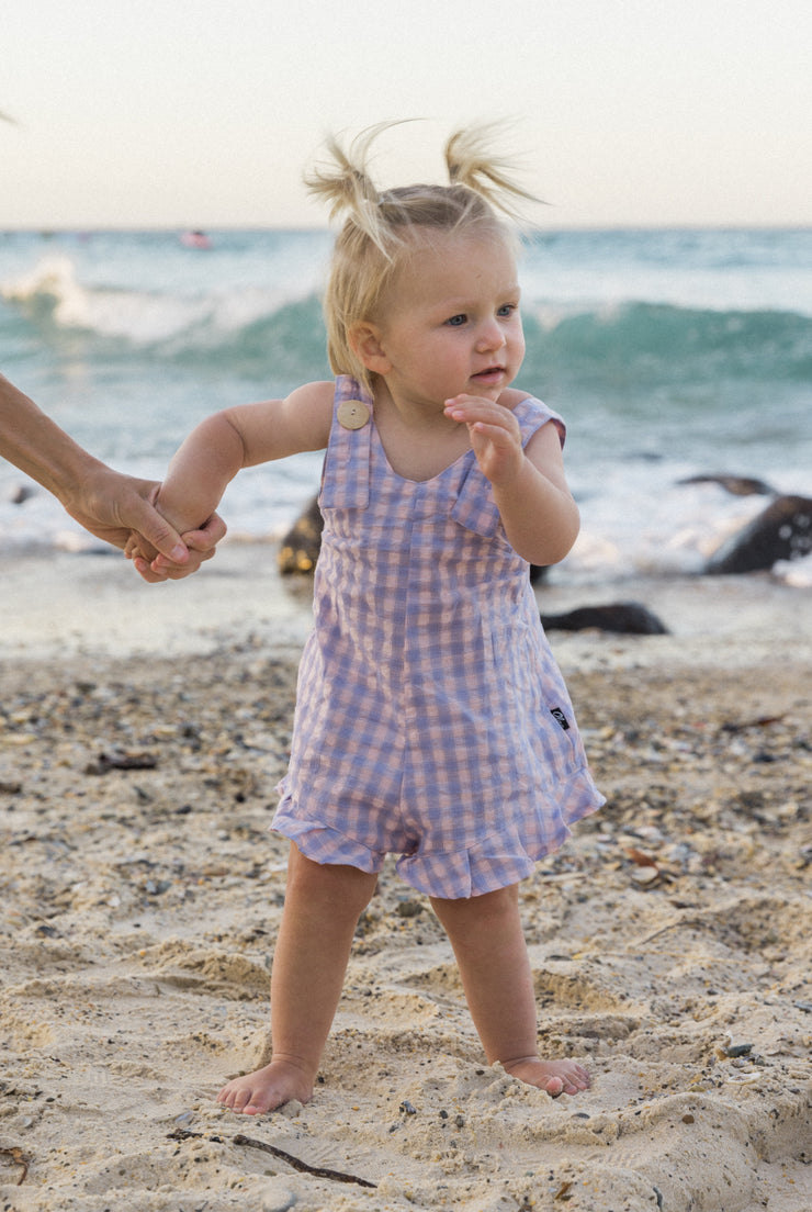 SANDY CHECK MINI PLAYSUIT LILAC